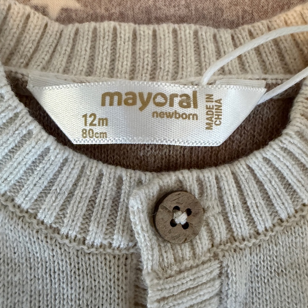 Mayoral baby - 12M - button up cardigan with stars - cream/tan NWT - Picture 4 of 7